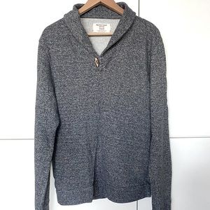 Marine Layer Blue Heather, French Terry, Shawl Collar Sweatshirt Knit
